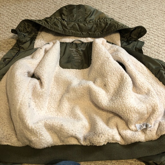 AE green winter utility jacket fleece hooded - Picture 6 of 7